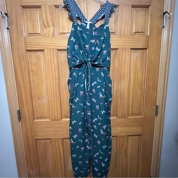 Matilda Jane Evergreen Dream Jumpsuit With Pockets Hummingbird Print NWOT Small - Picture 4 of 15